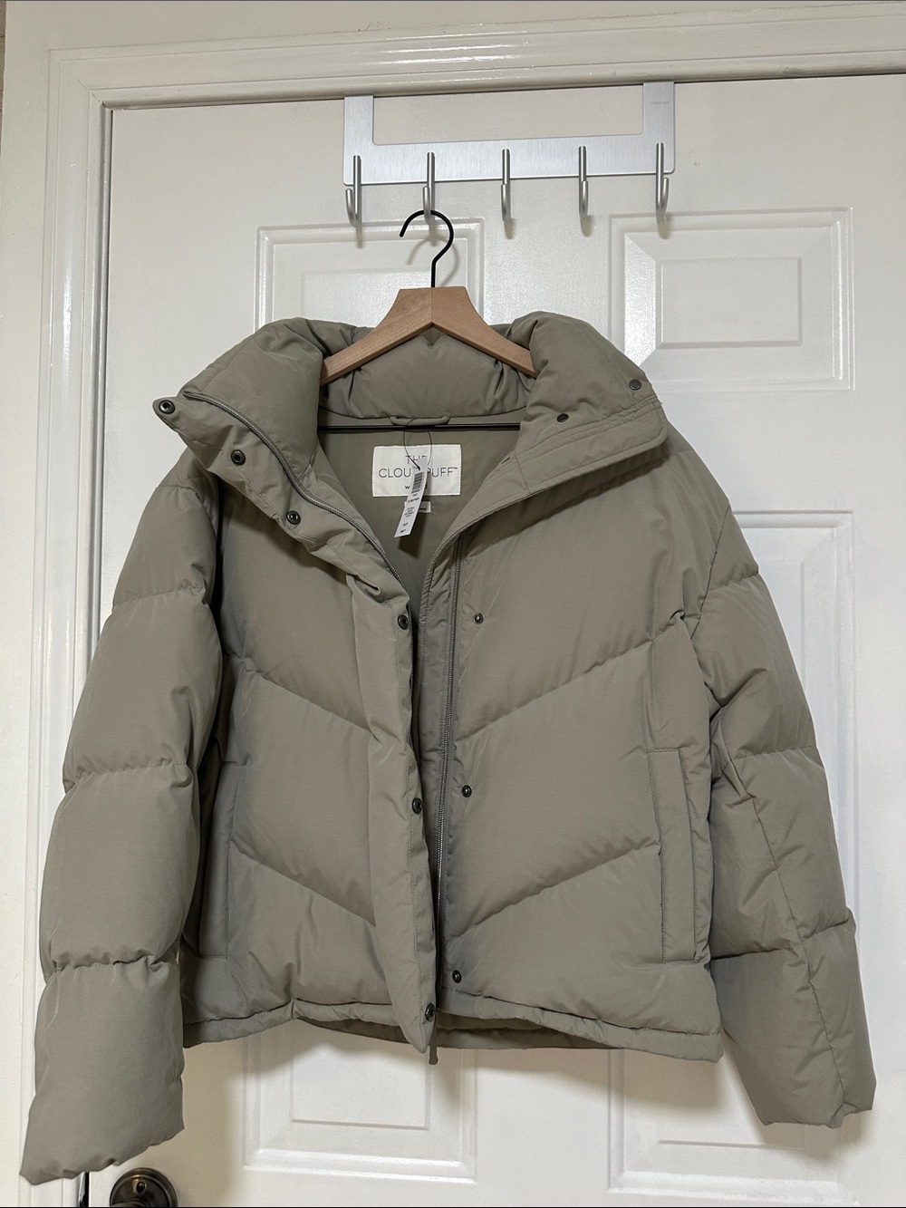 Aritzia Taupe Beige Short Puffer Jacket